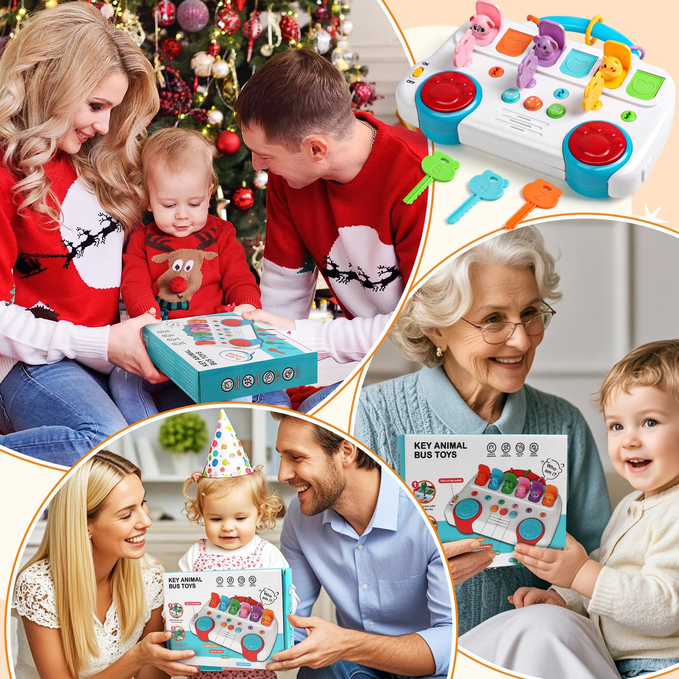 Montessori Spielzeug ab 1 Jahr-Kinderspielzeug ab 1 Jahre Musik Babyspielzeug ab 1 Jahre mit Licht & Klang Schlüsseltier Motorikspielzeug Musikspielzeug Geschenke Spiel ab 1 2 Jahr Mädchen Junge