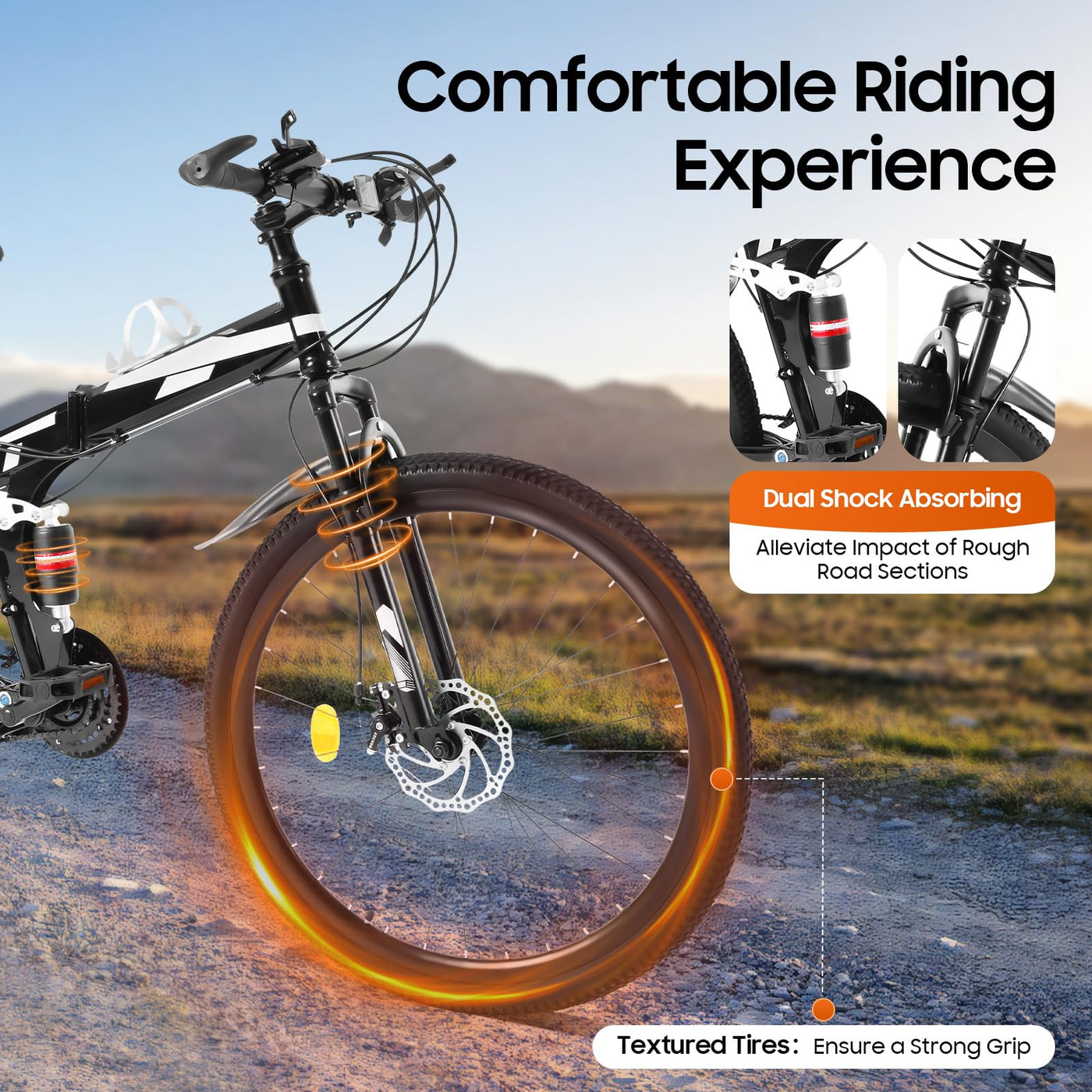 KumuJ 26 Zoll Mountainbike, 21 Gang Schaltung MTB Mountain mit Scheibenbremse Geschwindigkeits-Klapprad,Mountainbike mit Höhenverstellbar Sitz Fahrrad,für Herren und Damen (blau und weiß)