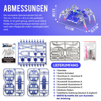 noDNA Roboter Kinder Spinnen Roboter zum selbst zusammenbauen - Experimente für Kinder ab 8 Jahren - Roboter Junge Roboter Spielzeug Roboter Spinne Spielzeug ab 8 Jahre