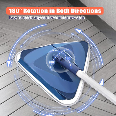 JEHONN Bodenwischer Wischmopp mit Langem Griff 200CM, 3-In-1 Wand Mop mit 6 Ersatz Mikrofaser Chenille Pads für Decke, Gemalte Wände, Fenster, Boden, Baseboard (Blau)