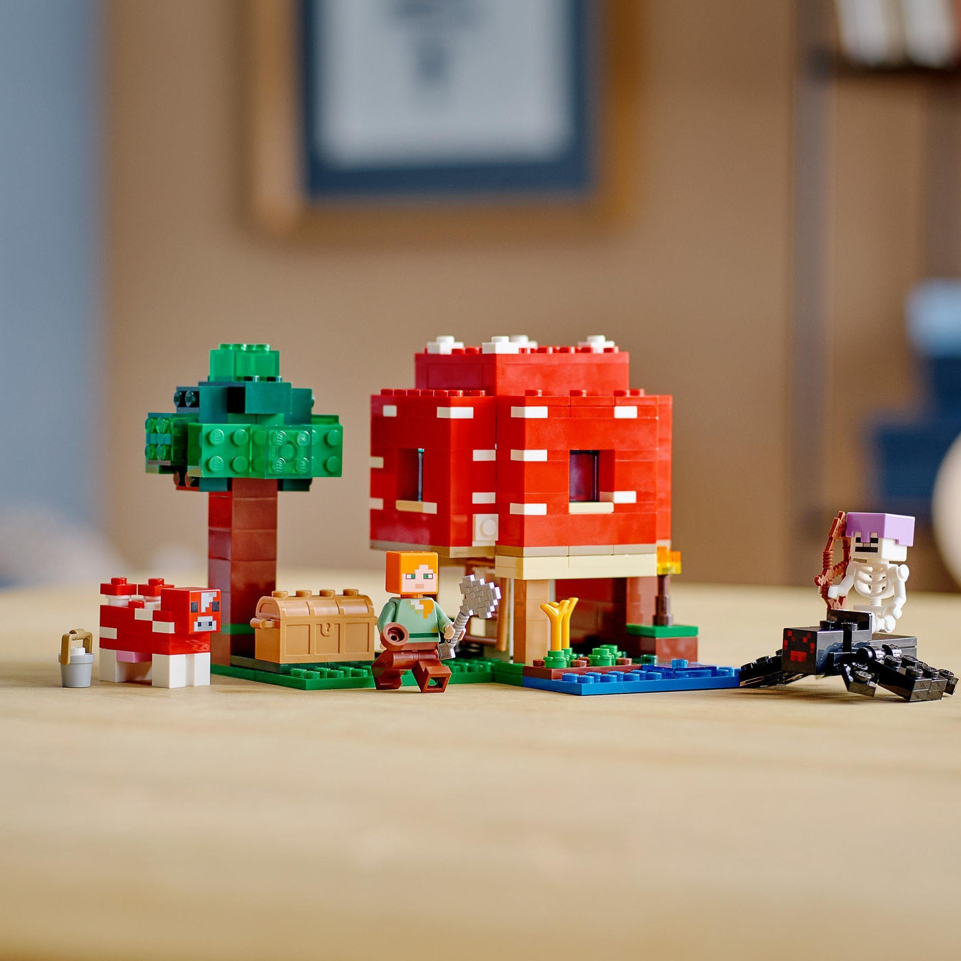 LEGO Minecraft Das Pilzhaus, Spielzeug ab 8 Jahren, Geschenk für Kinder mit Figuren von Alex, Mooshroom & Spinnenreiter, Kinderspielzeug 21179