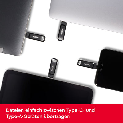 SanDisk Ultra Dual Drive Go USB Type-C 512 GB (Android Smartphone Speicher, USB Type-C-Anschluss, 400 MB/s Lesegeschwindigkeit, Nutzung als Schlüsselanhänger möglich)