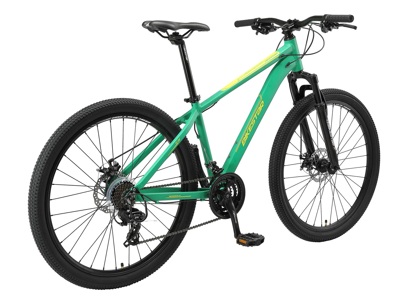BIKESTAR Hardtail Aluminium Mountainbike Shimano 21 Gang Schaltung, Scheibenbremse 27.5 Zoll Reifen | 16 Zoll Rahmen Alu MTB | Grün Gelb
