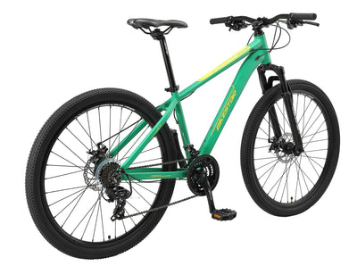 BIKESTAR Hardtail Aluminium Mountainbike Shimano 21 Gang Schaltung, Scheibenbremse 27.5 Zoll Reifen | 16 Zoll Rahmen Alu MTB | Grün Gelb