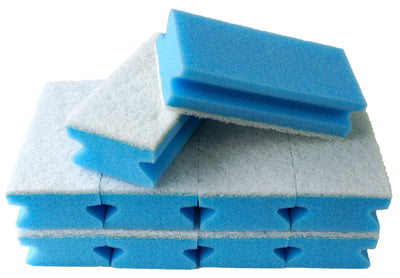 Sonty 10 Stück Putzschwamm kratzfrei, waschbar, Gross 15x7x4cm weiß (blau)