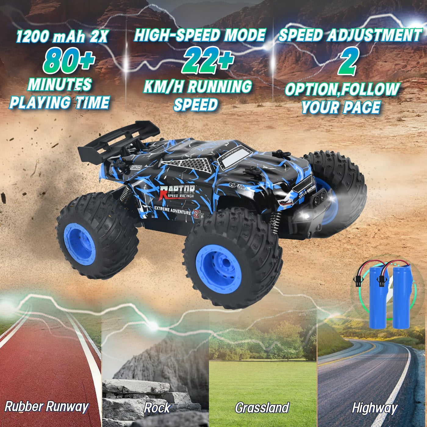 PATEMZON Ferngesteuertes Auto, 1:20 2.4G RC Auto Spielzeug, Ferngesteuerter Monstertruck mit Farbverlaufsbeleuchtung/Zwei Gehäuse/Zweifarbige Reifen, RC Buggy Offroad für Jungen Mädchen Spielzeug