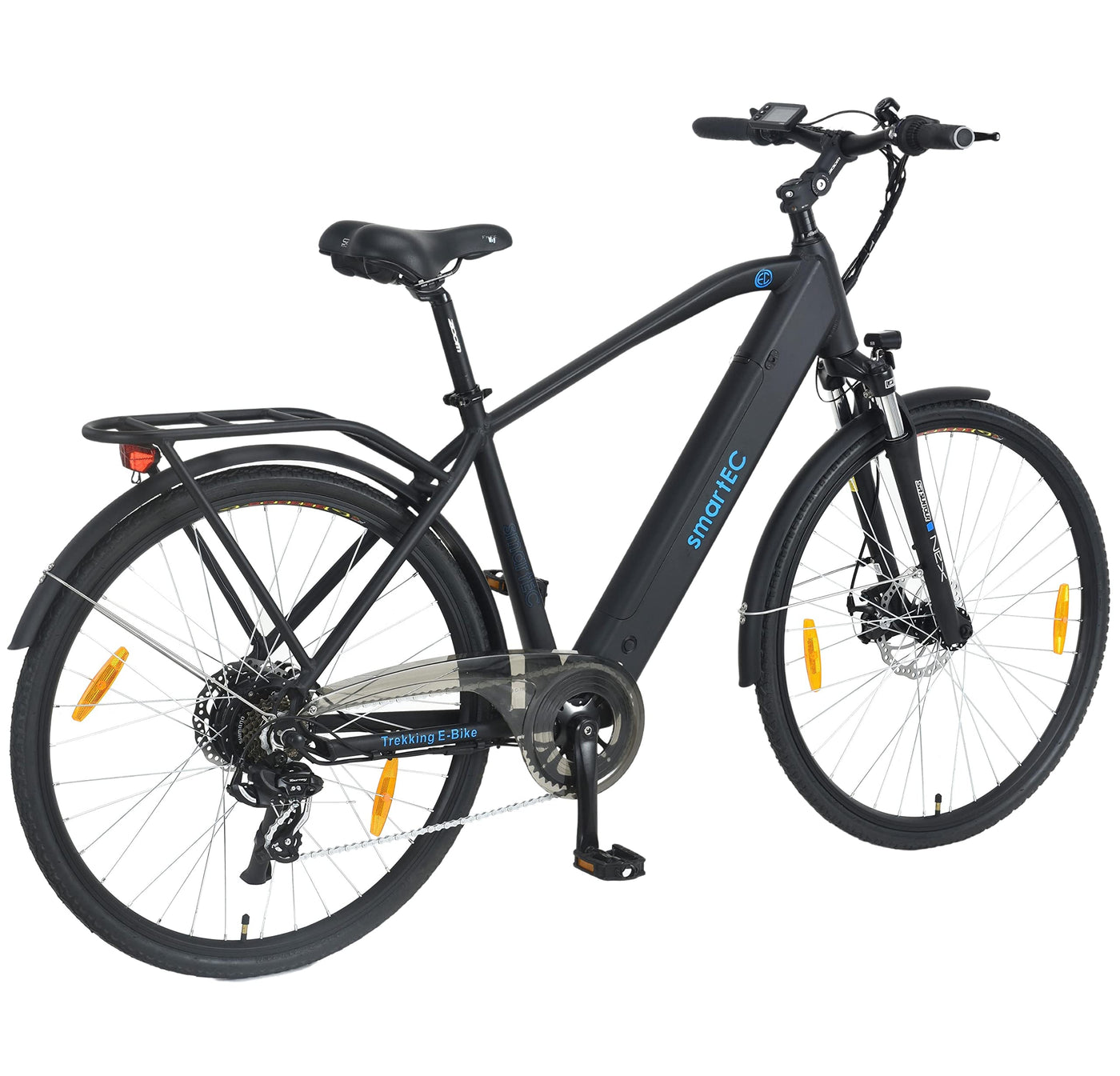 smartEC Trek-28H E-Bike Trekking Herren 250W Hinterradmotor Li-Ion Akku 36V/13Ah Elektrofahrrad 28 Zoll Reichweite 90km bis 25 km/h Trekking City (Schwarz)