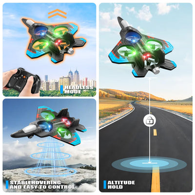 4DRC V32 Schaumstoff RC Flugzeuge für Kinder und Erwachsene 8-16 Jahre, RC Flugzeug Kampfflugzeug mit Licht, 360° Flip Kampfflugzeug Spielzeug, Stuntrolle, Flugzeug Spielzeug Geschenk für Kinder