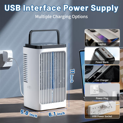Mobile Klimaanlage, 1500ML-Ventilator, 4 Geschwindigkeiten, 7-farbige LED-Beleuchtung, 2 Sprühfunktionen und 1-8-Stunden-Timer – ideal für Schlafzimmer und Büros