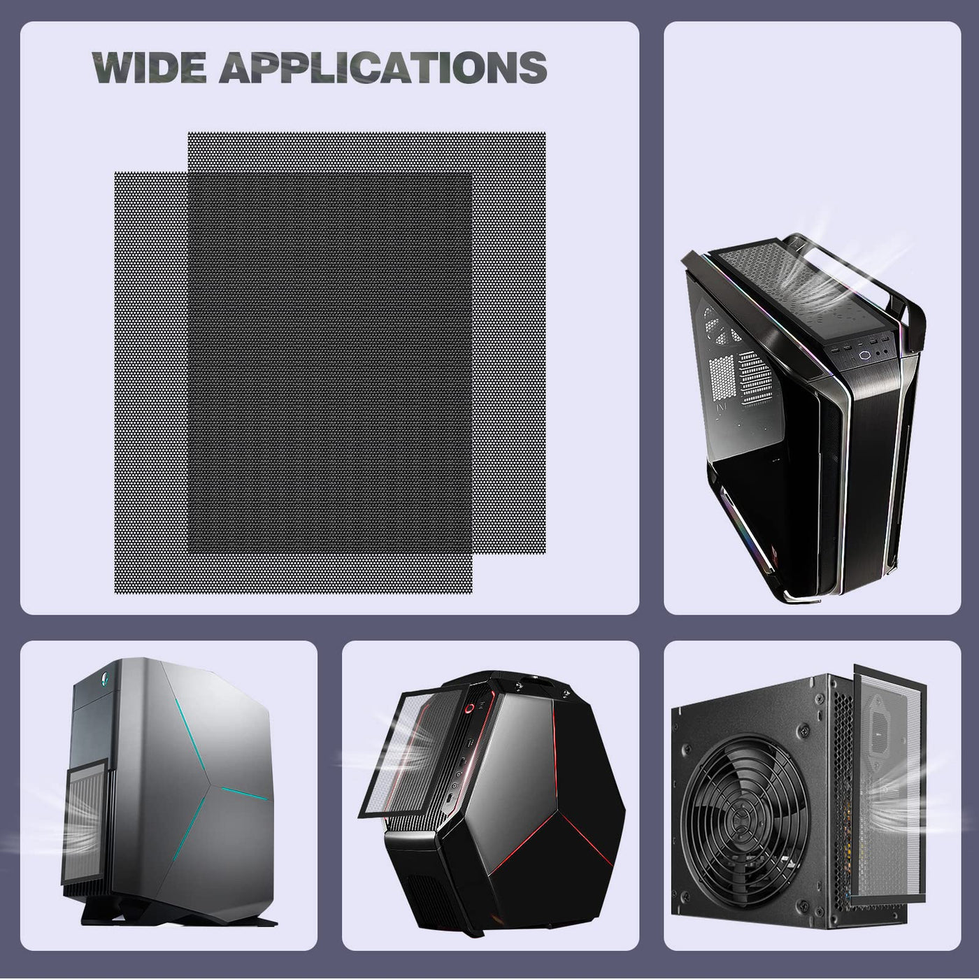 MoKo 400 x 300 mm DIY PC Kühler Lüfter Staub Filter, [2 Stück] PVC Staubnetzfilter PC Gehäuse Staubschutzgitter mit Magnetrahmen, PC Kühlerfilter Staubdicht Staubschutzabdeckung Computer Lüftergitter