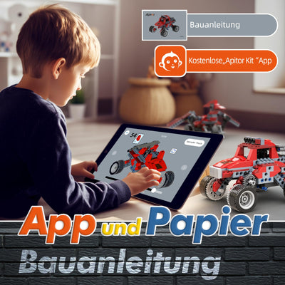 Apitor Robot B: 8-in-1 Action-Roboterbausatz, Mint-Spielzeug für Kinder, Elektrischer Motor für Wettrennen, Jungen 6-12 Jahre (240 Teile)