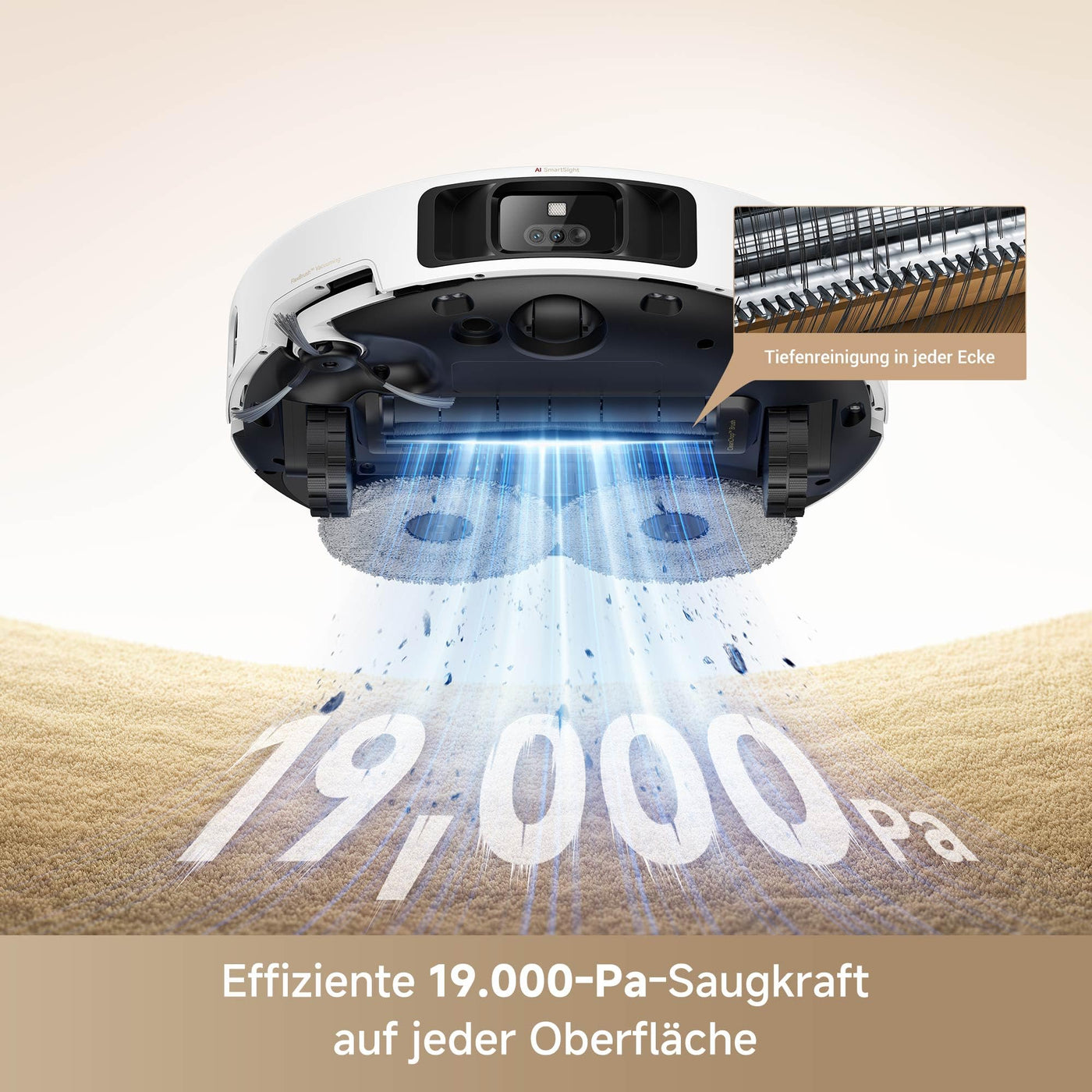 Mova P50 Pro Ultra Saugroboter mit Wischfunktion, 19.000 Pa Saugkraft, 75 ℃ Heißwasser-Moppwäsche, automatische Reinigung, automatische Entleerung, automatische Nachfüllung, Hindernisvermeidung