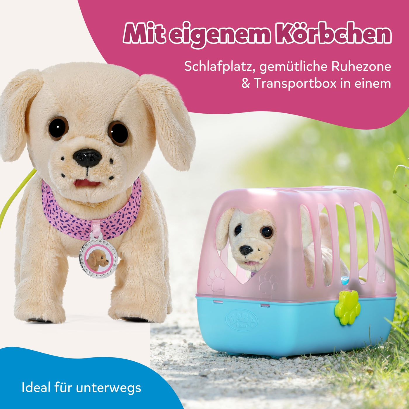 BABY born Mein Hund Lucky mit 5 verschiedenen Funktionen, für Kinder ab 3 Jahren, funktioniert mit Batterien, 835869 Zapf Creation, Rosa
