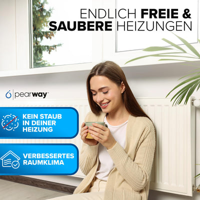 PEARWAY Heizungsbürste inkl. Entlüftungsschlüssel I Die ideale Vorbereitung für die Heizperiode I Heizkörperbürste lang I Heizkörper Reinigungsbürste Heizungsreinigungsbürste I Heizkörper reinigen