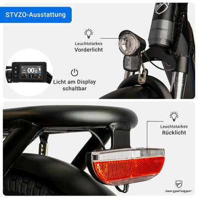 Bergsteiger London 20 Zoll E-Bike Klapprad mit 250 Watt Motor, Scheibenbremsen, Aluminium Ebike für Damen & Herren, Farbdisplay, Elektrofahrrad mit 7 Gang-Schaltung