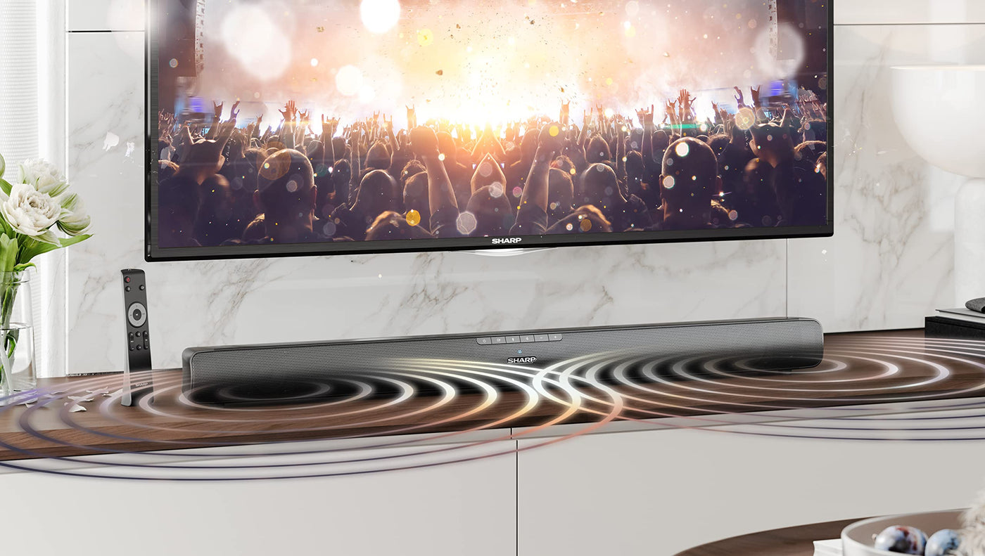 SHARP HTSB100 2.0 Soundbar 75W (USB, Bluetooth, HDMI, Optisch, AUX-In (3,5mm), Breite: 80cm), schwarz