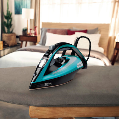 Tefal Dampfbügeleisen Ultimate Pure FV9844 | 3200 W | Micro-Calc-Filter | Durilium Airglide Autoclean-Bügelsohle | Automatische Abschaltung | ‎ ‎0.35 Liter | 31.6 x 15.1 x 16.3 cm | Schwarz / Blau