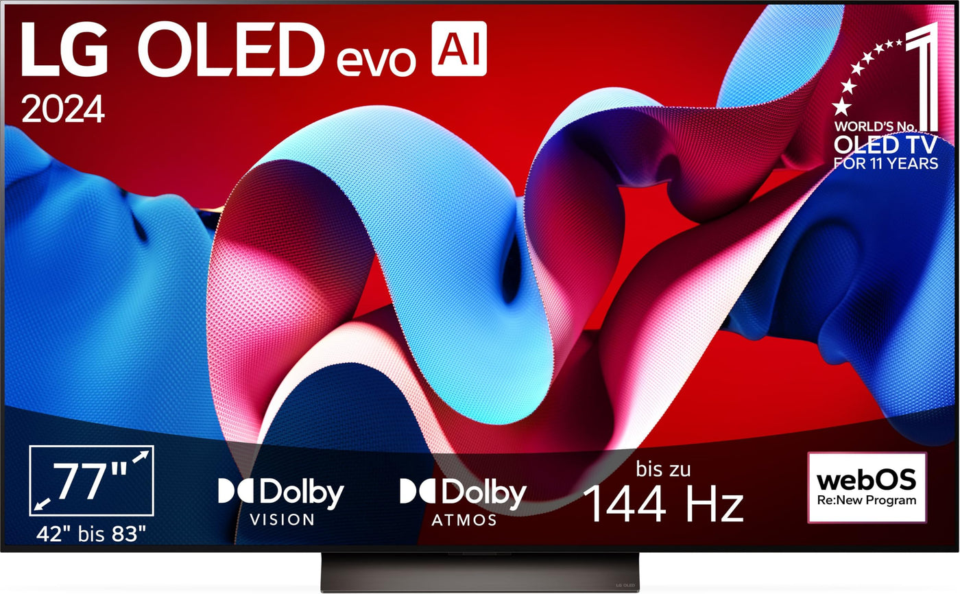 LG OLED77C47LA TV 77" (195 cm) OLED evo Fernseher (α9 Gen7 4K AI-Prozessor, webOS 24, Dolby Vision, bis zu 120Hz) [Modelljahr 2024]