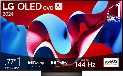 LG OLED77C47LA TV 77" (195 cm) OLED evo Fernseher (α9 Gen7 4K AI-Prozessor, webOS 24, Dolby Vision, bis zu 120Hz) [Modelljahr 2024]