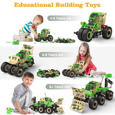 MOONTOY Konstruktionsspielzeug Spielzeug ab 5 6 7 8 Jahre Kinder Jungen, Mint Lernspielzeug 10-in-1 STEM Baukasten Spielzeug Kreative Bausteine Kreativ-Set Geschenk für Kinder ab 5 Jahre（229Stück）