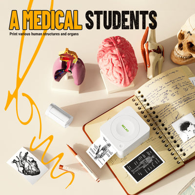 Nelko Mini Drucker PM230 Aufkleber Drucker Fotodrucker mit 3 Rollen Etiketten für Smartphone Thermodrucker Bluetooth Etikettendrucker für DIY Erstellung, Studiennotizen, (Weiß)