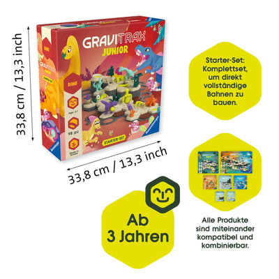 Ravensburger GraviTrax Junior Starter-Set L Dino 24586 - Kugelbahn ab 3 Jahre - Murmelbahn und Konstruktionsspielzeug für Kinder - Dino Geschenk für Jungen und Mädchen