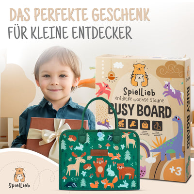 SpielLieb® Montessori Busy Board Deutsch ab 3 Jahre - interaktives Activity Board Spielzeug für Kleinkinder - Beschäftigung für Auto & Flugzeug Entwicklung & Motorik