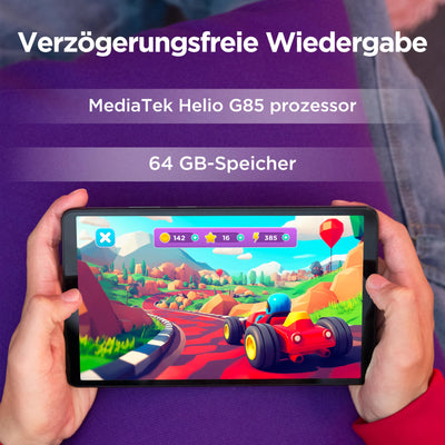 Lenovo Tab One Tablet | 8.7" 1340 x 800 LCD Display | MediaTek Helio G85 | 4GB RAM | 64GB Speicher | Android 14 | Luna Grey | inkl. Folio Case