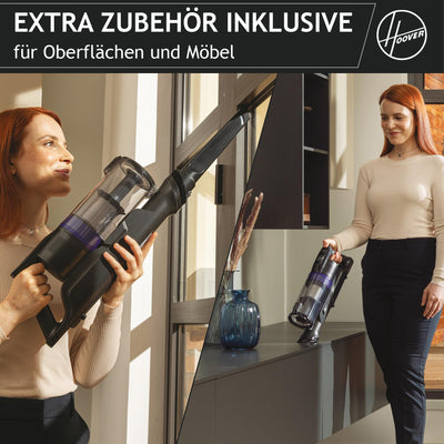 Hoover HF1 Plus [HF1PZ10H] Akku Staubsauger kabellos mit XL Staubbehälter & LED, bis zu 45min Laufzeit, für alle Bodenarten, Anti Twist gegen Haarverwicklung, Akkusauger mit Parkfunktion, 0.7L