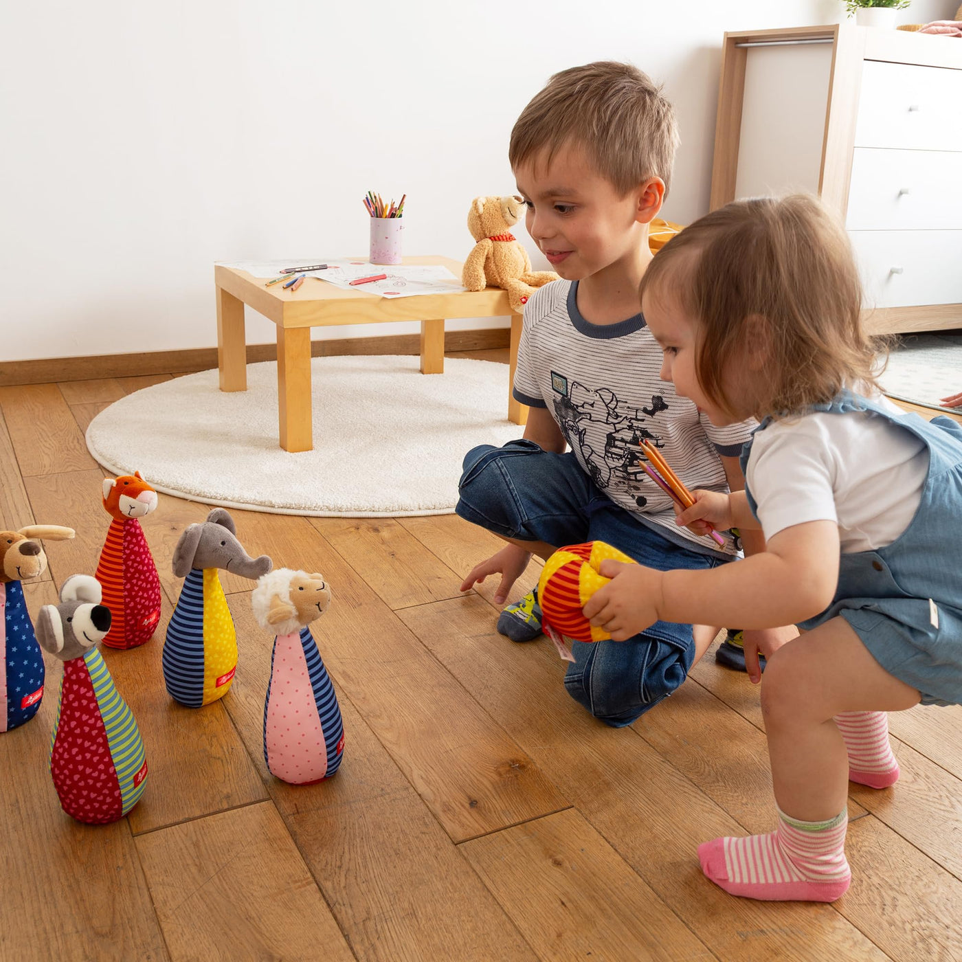 SIGIKID 49520 Kegelspiel Soft PlayQ Mädchen und Jungen Babyspielzeug empfohlen ab 3 Monaten mehrfarbig
