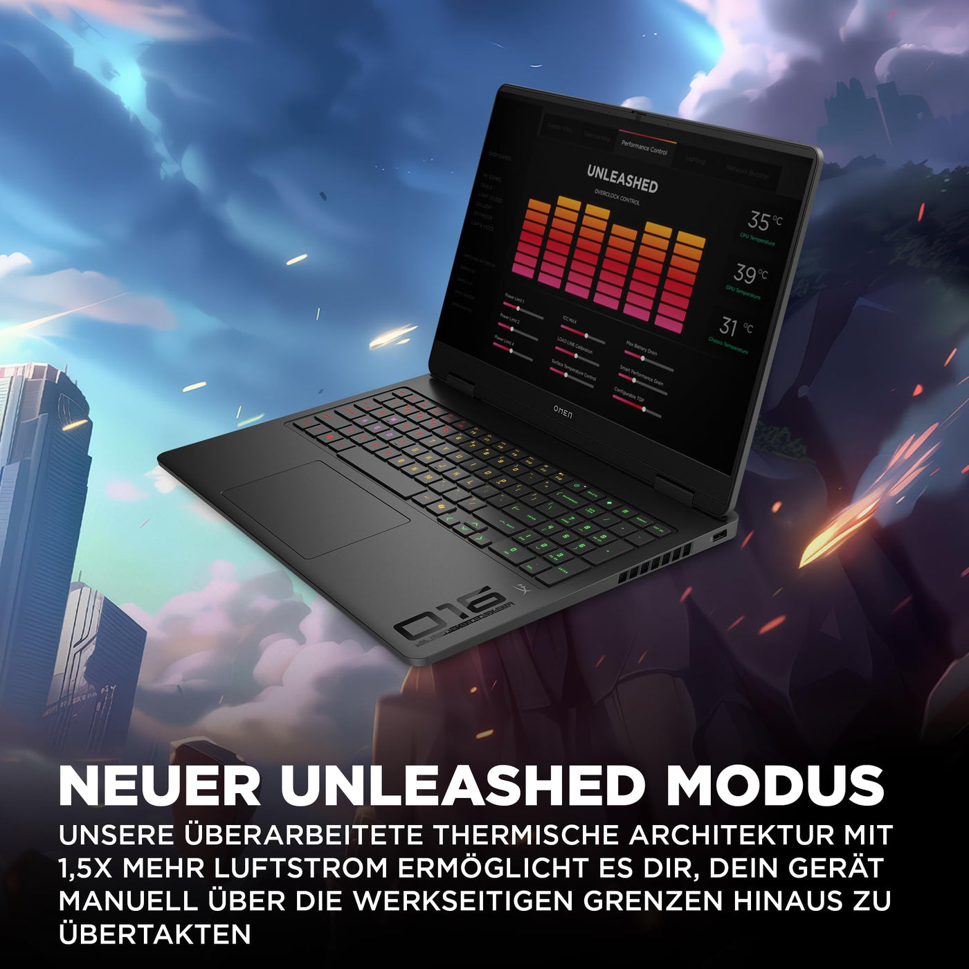 OMEN Gaming Laptop, 16" WUXGA Display 1920×1200, 16:10, 144Hz, AMD Ryzen 9 8940HX, NVIDIA GeForce RTX 5070, 32GB RAM, 1TB SSD, Win 11, 4-Zonen-RGB-QWERTZ Wi-Fi 6, Shadow Black, inkl. 3 Monate GamePass