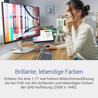 Dell S2722DC USB-C 27 Zoll QHD (2560x1440) Monitor, 75Hz, IPS, 4ms, AMD FreeSync, 99% sRGB, Eingebaute Lautsprecher, USB-C, 2x HDMI, 2x USB, 3 Jahre Garantie, Platinum Silver