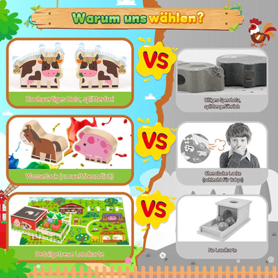 Montessori Spielzeug ab 1 2 Jahr: Geschenk Junge Mädchen 1-2 Jahre Kinderspielzeug Motorikwürfel Holzspielzeug Farmspiel mit Karte Karotten Steckspiel Lernspiel Kleinkinder ab 12 Monate Activity Spiel