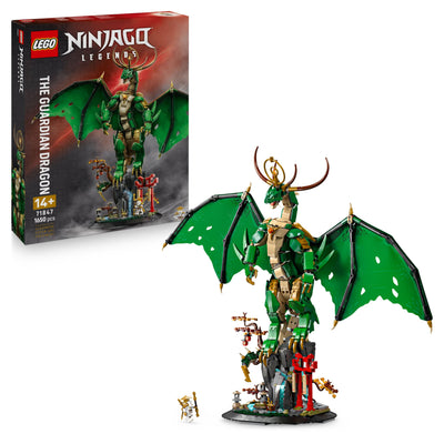 LEGO NINJAGO Wächterdrache Bauset - Mit Drachenfigur, Meister Wu Minifigur & Ständer – Bauspielset für Jungen ab 14 Jahren & Teenager 71847