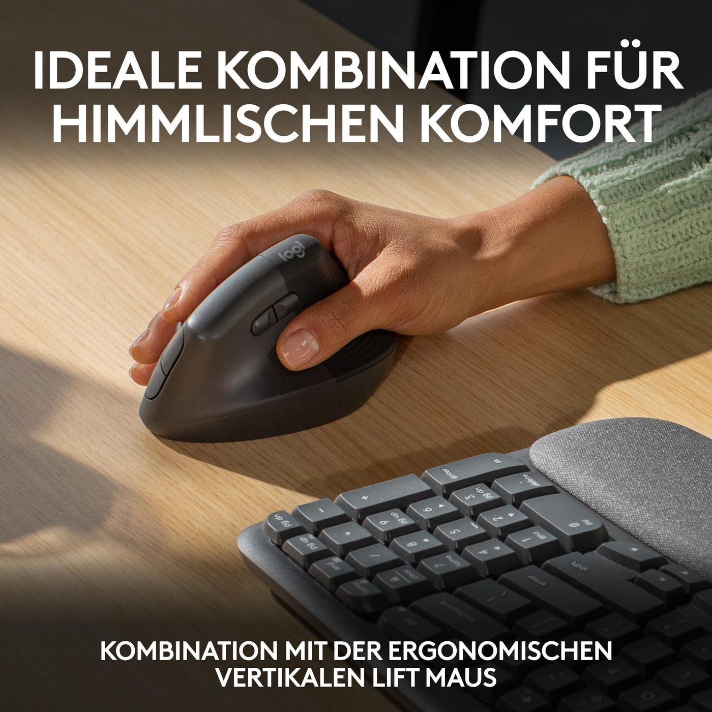 Logitech Wave Keys kabellose ergonomische Tastatur - Grafit, US QWERTY-Layout