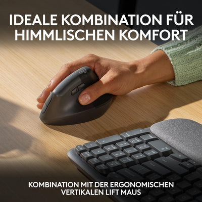 Logitech Wave Keys kabellose ergonomische Tastatur - Grafit, US QWERTY-Layout