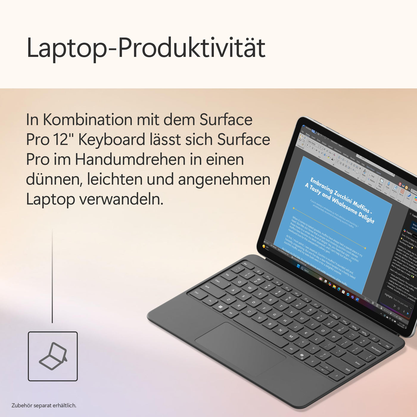 Microsoft Surface Pro | Copilot+ PC | 12” LCD Touchscreen | Snapdragon® X Plus | 16GB RAM | 512GB Speicher | Neuestes Modell | Platin