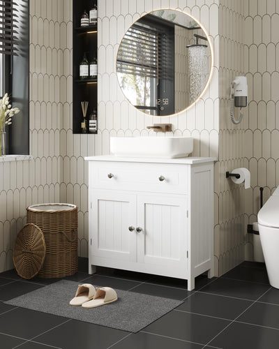 KIMENICH Waschbeckenunterschrank, Unterschrank, Waschbecken mit Unterschrank, Badezimmerschrank mit 2 Türen, Badschrank, 60 x 30 x 60 cm, Weiß