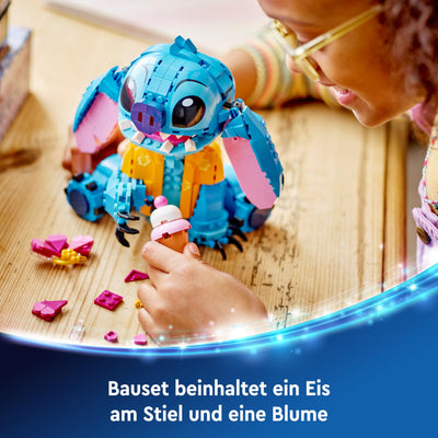 LEGO | Disney Stitch Figur – Modellbau mit Eistüte und dekorativer Blume – Kreatives Spielzeug zu Weihnachten – Geschenk für Kinder und Fans des Films Lilo & Stitch ab 9 Jahren – 43249