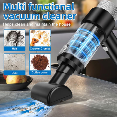 Suprbee Mini Autostaubsauger, 15000PA 4 in 1 Akku Staubsauger & Staubabsauger & Luftgebläse & Handpumpe, Tragbarer Nass und Trockenhandstaubsauger für Auto, Haus, Küche, Tierhaare