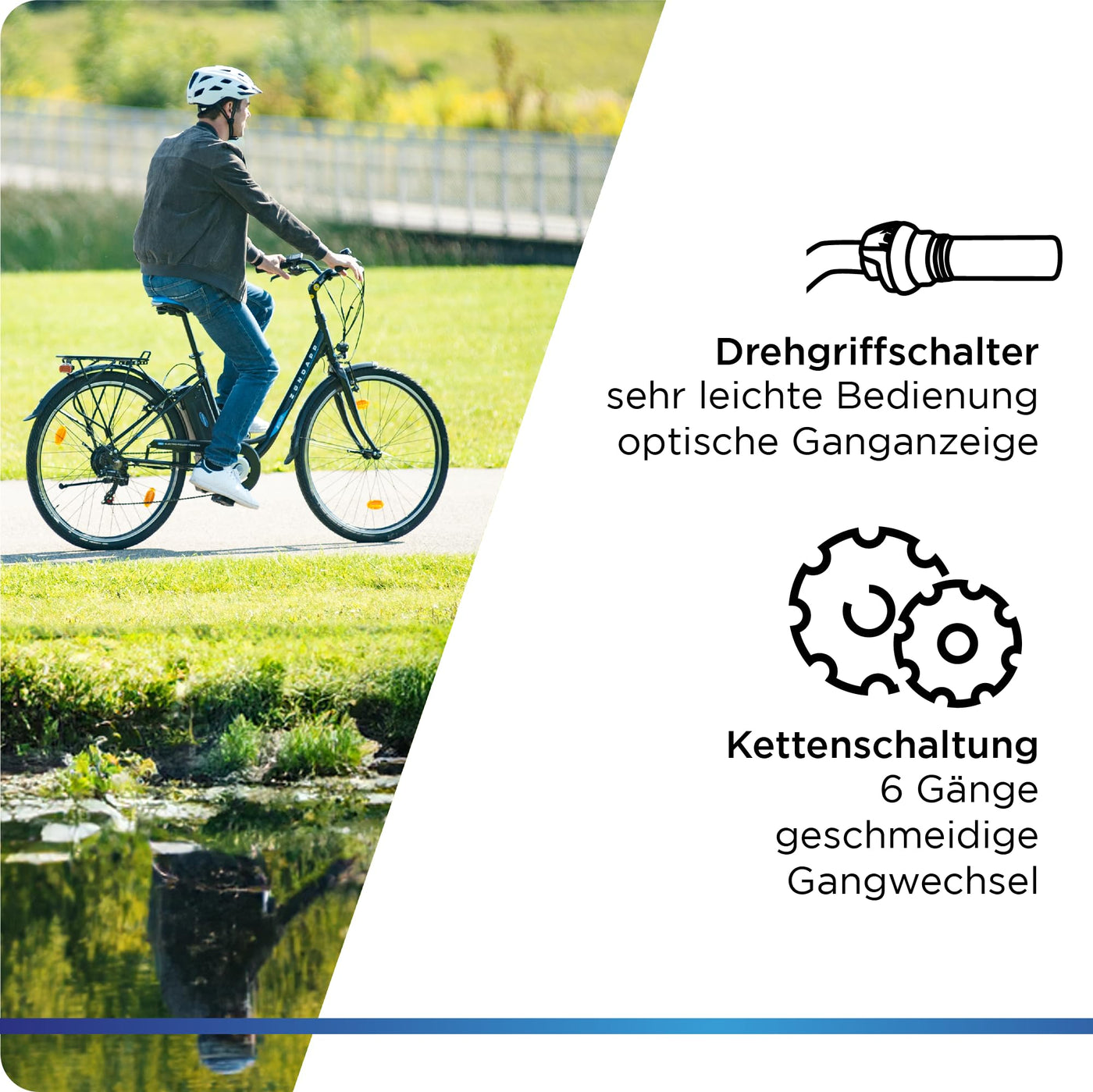 ZÜNDAPP Z505 City E-Bike Damen 26 Zoll | Citybike mit 6 Gang Schaltung Pedelec | für 150-185 cm | Bike mit StVZO Beleuchtung und Gepäckträger (schwarz, 43 cm)