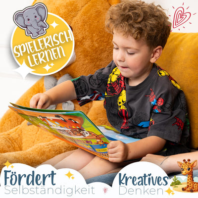 Montessori Spielzeug Buch für Kinder ab 16-24 Monaten, Quiet Book Lernspiel mit Klett-Sticker Funktion. Beschäftigung Busy Book für Mädchen und Jungen, das Spielzeug und Buch in einem vereint