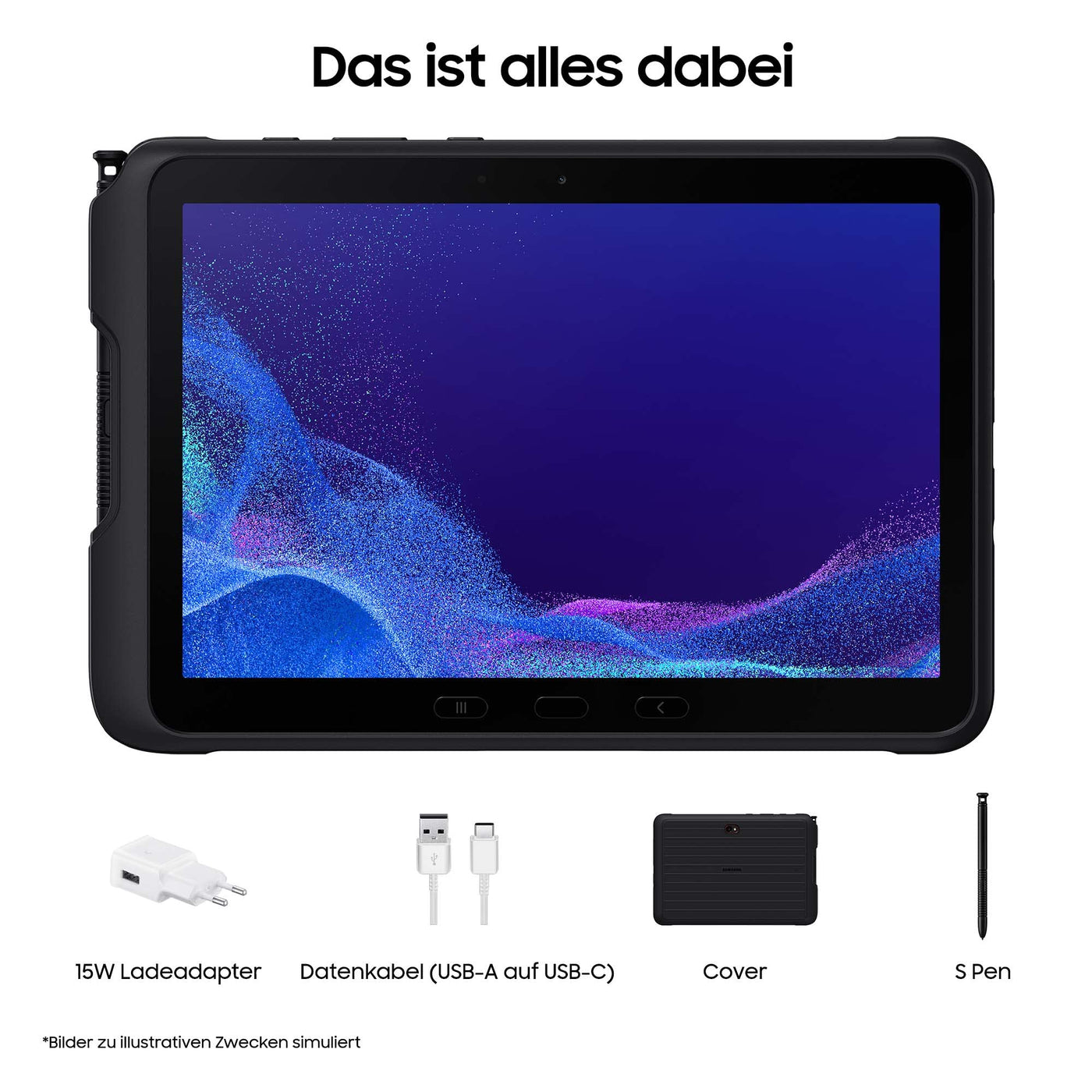 Samsung Galaxy Tab Active4 Pro 5G Enterprise Edition, robustes 10,1 Zoll Android Tablet, 128 GB, 7.600 mAh Akku, Business Tablet, Black