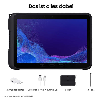 Samsung Galaxy Tab Active4 Pro 5G Enterprise Edition, robustes 10,1 Zoll Android Tablet, 128 GB, 7.600 mAh Akku, Business Tablet, Black