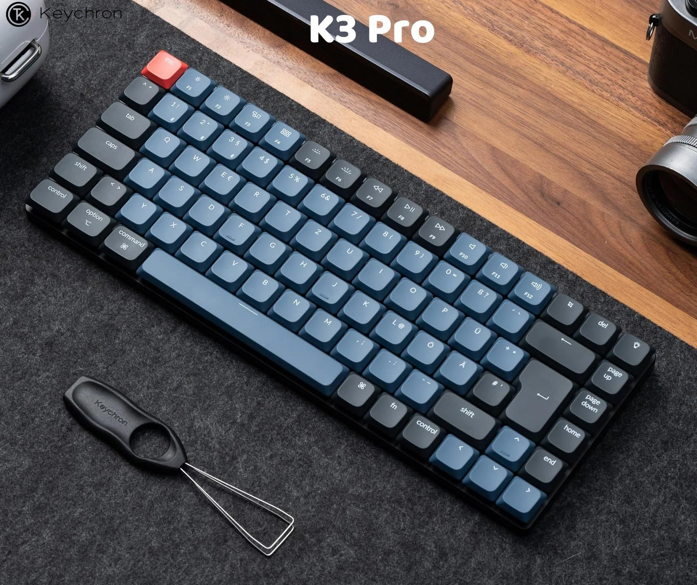 Keychron K3 Pro QMK/VIA Custom Ultra-Slim Wireless Mechanical Keyboard, Hot-swappable Bluetooth/Wired DE-ISO Layout Programmable RGB Backlit Brown Switch Gaming Keyboard for Mac Windows