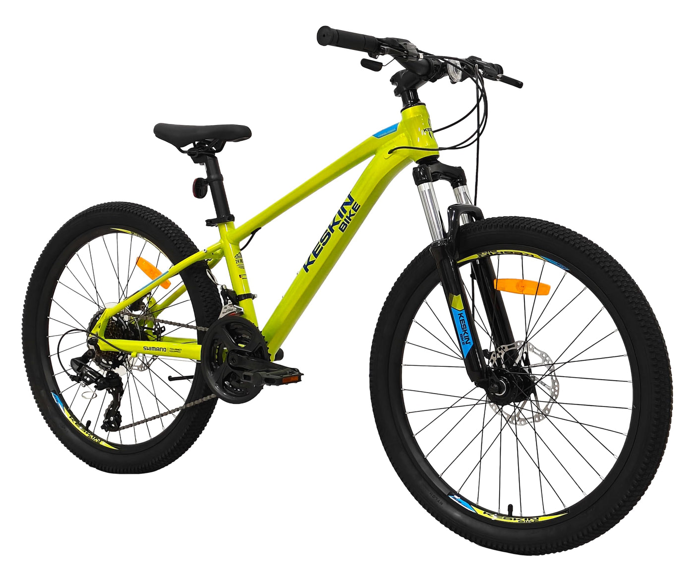 Keskin HT MTB1 24" Kinder Mountainbike – 21-Gang, 2.35" Luftreifen, Scheibenbremsen, Aluminiumrahmen, Neongrün