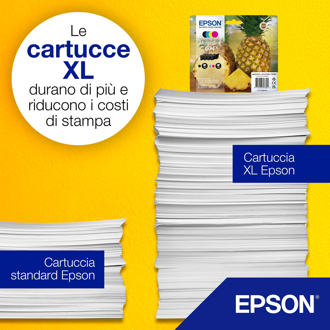 Epson Orginal 604 Tinte Ananas Multipack 4-farbig schwarz XL, CMY Standard XP-2200 XP-2205 XP-3200 XP-4205 WF2910DWF WF2930DWF WF2950DWF ReadyPrint Flex-Tintentarife