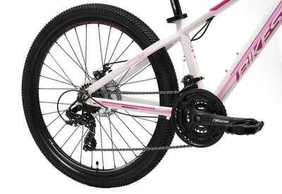BIKESTAR Hardtail Aluminium Mountainbike Shimano 21 Gang Schaltung, Scheibenbremse 26 Zoll Reifen | 13 Zoll Rahmen Alu MTB | Weiß Pink