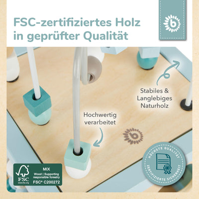 Bieco Motorikwürfel Scandi-Chic nachhaltiges Holz FSC® | Motorikspielzeug ab 1 Jahr | Activity Center Baby Spielzeug 1 Jahr | Motorikwürfel Holz | holzspielzeug ab 1 Jahr motorikschleife ab