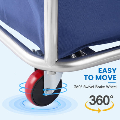 Rengue Wäschewagen, Wäschekorb Groß 400L Wäschewagen mit Rollen, Abnehmbaren Oxford Tasche und stabilem Stahlrahmen, Wäschesortierer Last 150 Kg Wäschesortierwagen Kommerzieller für Home Hotel